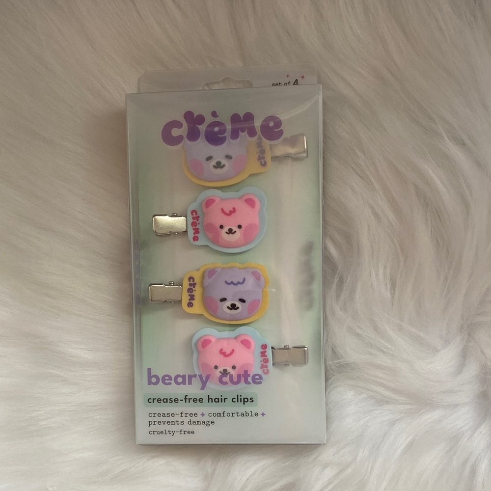 Crème Beary Cute Kids Hair Clips - Pink Multi - new